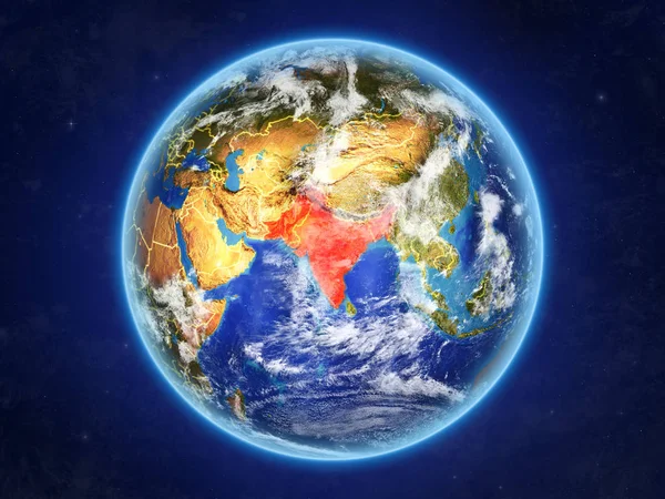 Brittiska Indien Från Rymden Planetjorden Med Landsgränser Och Extremt Hög — Stockfoto
