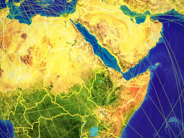 Nordeste África Espaço Terra Com Fronteiras País Linhas Que Representam — Fotografia de Stock