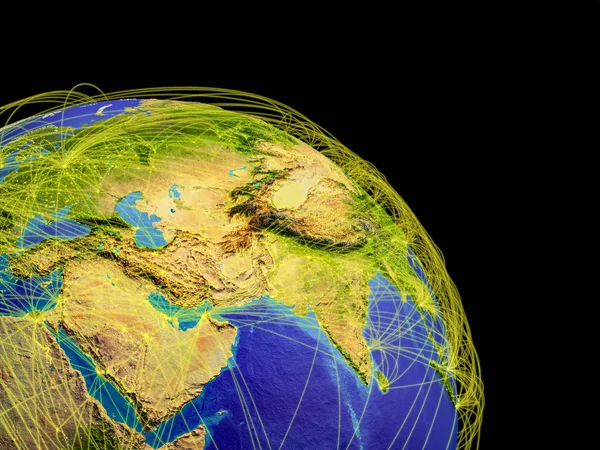 Азії Космосу Траєкторії Представляють Глобальної Комунікації Подорожі Єднань Ілюстрації Елементи — стокове фото