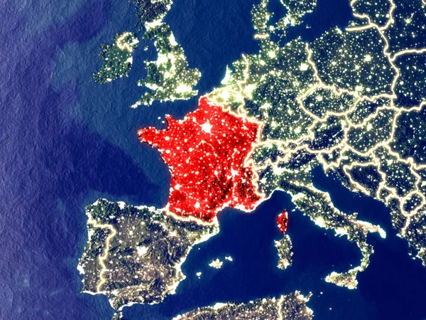 Francja Miejsca Ziemi Nocy Bardzo Drobnych Szczegółów Powierzchni Planety Tworzywa — Zdjęcie stockowe
