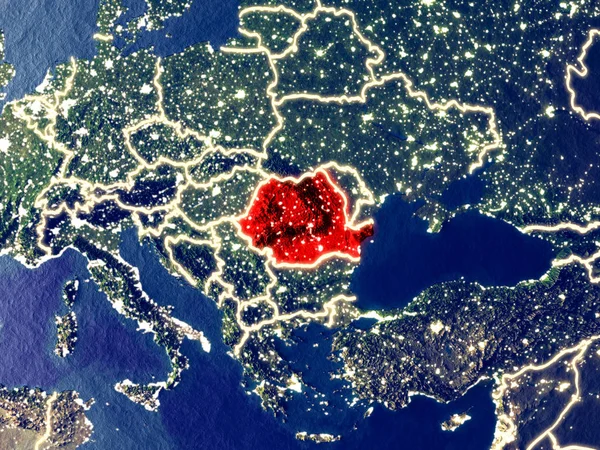 Румыния Космоса Земле Ночью Тонкая Деталь Пластиковой Поверхности Планеты Яркими — стоковое фото