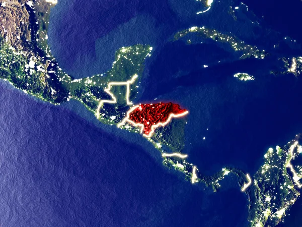 Honduras Espaço Terra Noite Detalhe Muito Fino Superfície Planeta Plástico — Fotografia de Stock