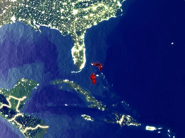 Μπαχάμες Από Διάστημα Στη Νύχτα Πολύ Ωραία Λεπτομέρεια Από Την — Φωτογραφία Αρχείου