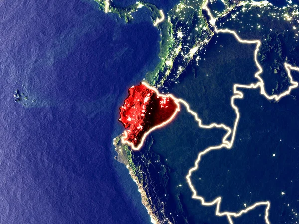 Ecuador Från Rymden Jorden Natten Mycket Fina Detaljer Plast Planeten — Stockfoto