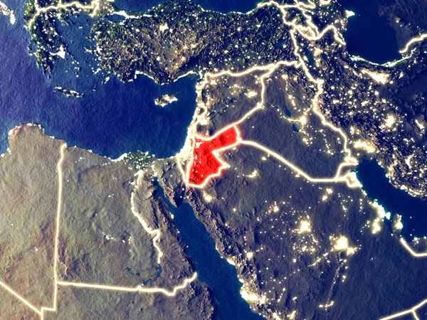 Jordânia Espaço Terra Noite Detalhe Muito Fino Superfície Planeta Plástico — Fotografia de Stock