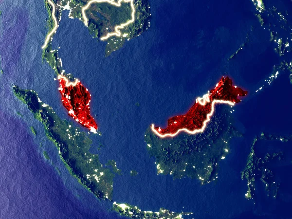 Μαλαισία Από Διάστημα Στη Νύχτα Πολύ Ωραία Λεπτομέρεια Από Την — Φωτογραφία Αρχείου