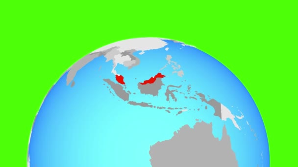 Malajsie na zeměkouli — Stock video
