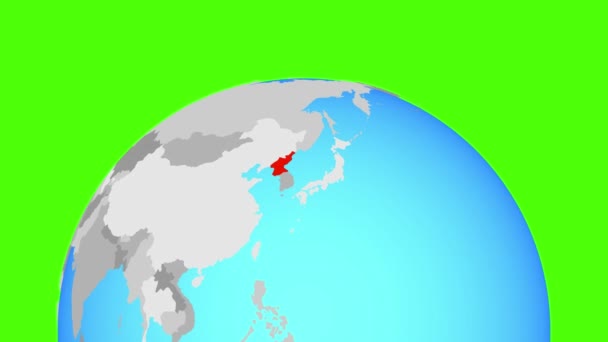 Coreia do Norte no globo — Vídeo de Stock