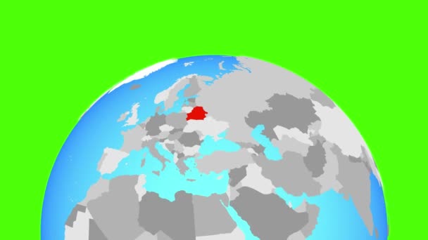 Belarus di globe — Stok Video