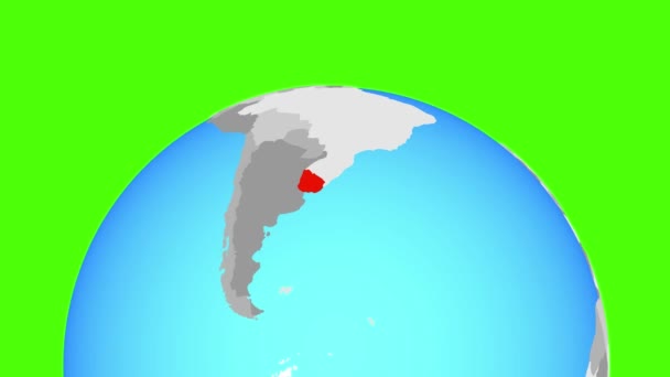 Uruguay på jordglob — Stockvideo