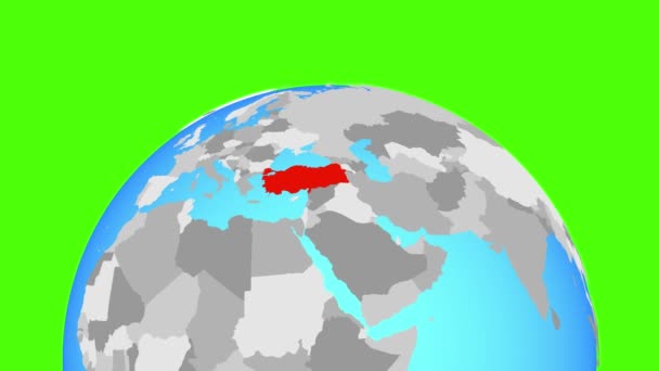 Turkey on globe — Stock Video