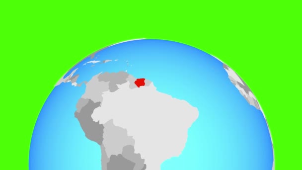 Suriname on globe — Stock Video