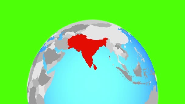 Asia meridional en globo — Vídeo de stock