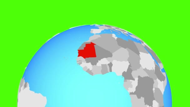 Mauritania on globe — Stock Video