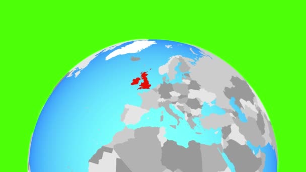 British Isles on globe — Stock Video