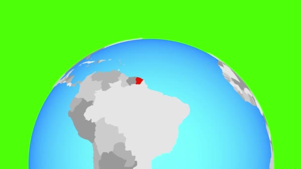 Francouzská Guyana na zeměkouli — Stock video