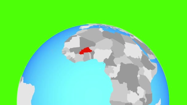Буркина-Фасо на глобусе — стоковое видео