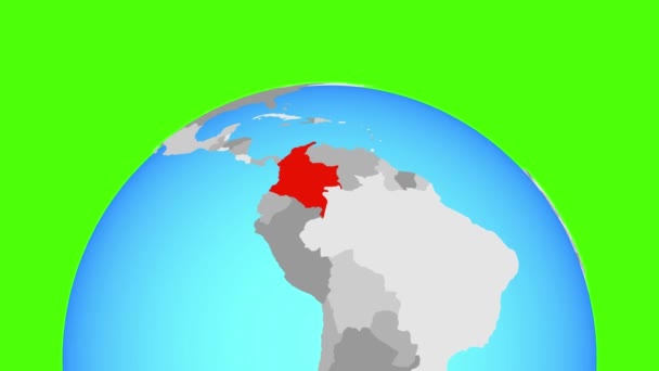 Kolumbie na zeměkouli — Stock video
