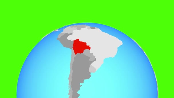 Боливия на глобусе — стоковое видео