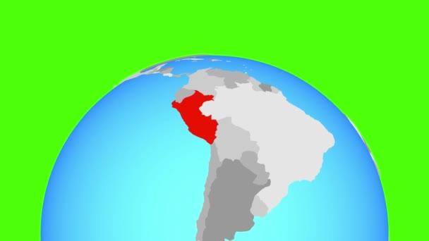 Peru na zeměkouli — Stock video