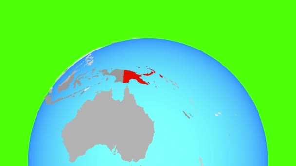 Papua New Guinea on globe — Stock Video