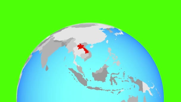 Laos na zeměkouli — Stock video