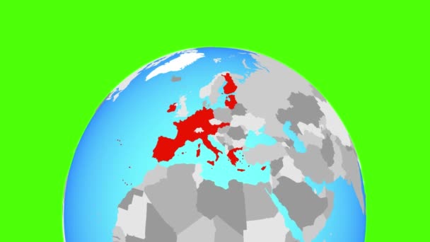 Mitgliedsstaaten der Eurozone auf dem Globus — Stockvideo