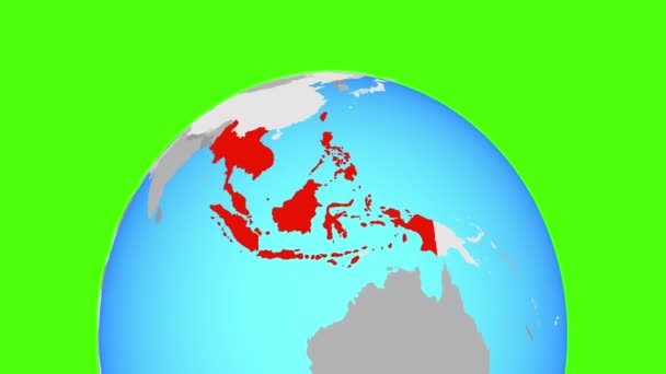 Asean memeber states on Globus — Stockvideo