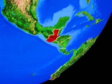 Guatemala Planet Earth ülke sınırları ve son derece detaylı gezegenin yüzeyi ile. 3D çizim. Nasa tarafından döşenmiş bu görüntü unsurları.