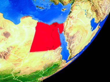 Planet Earth ülke sınırları ve son derece detaylı gezegenin yüzeyi ile Mısır. 3D çizim. Nasa tarafından döşenmiş bu görüntü unsurları.