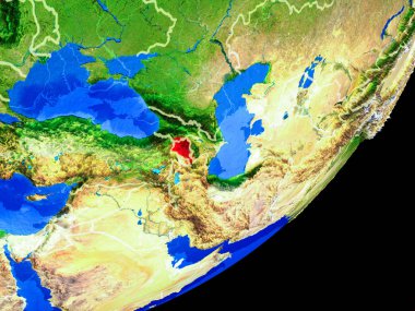 Ermenistan Planet Earth ülke sınırları ve son derece detaylı gezegenin yüzeyi ile. 3D çizim. Nasa tarafından döşenmiş bu görüntü unsurları.