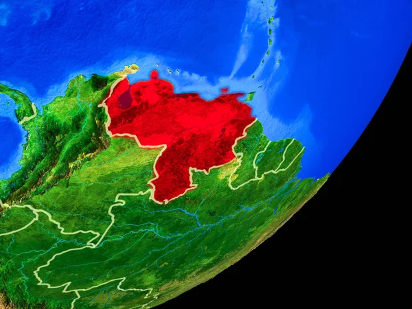 Venezuela Planet Earth Ülke Sınırları Son Derece Detaylı Gezegenin Yüzeyi — Stok fotoğraf
