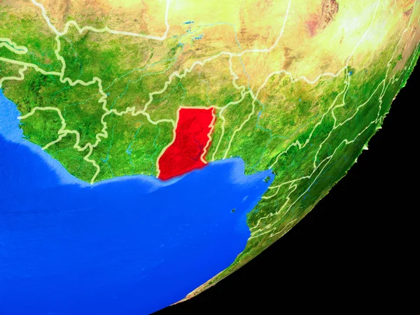 Ghana Planeten Jorden Med Landsgränser Och Mycket Detaljerade Planeten Ytan — Stockfoto