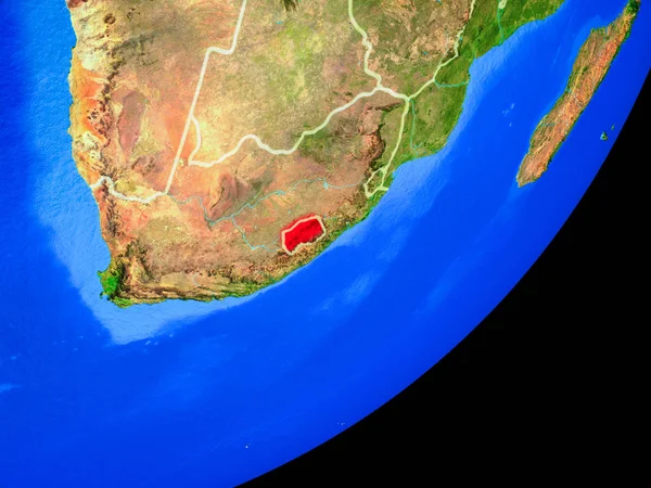 Lesotho Planeten Jorden Med Landsgränser Och Mycket Detaljerade Planeten Ytan — Stockfoto
