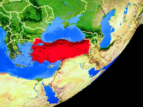 Turquia Planeta Terra Com Fronteiras País Superfície Planeta Altamente Detalhada — Fotografia de Stock