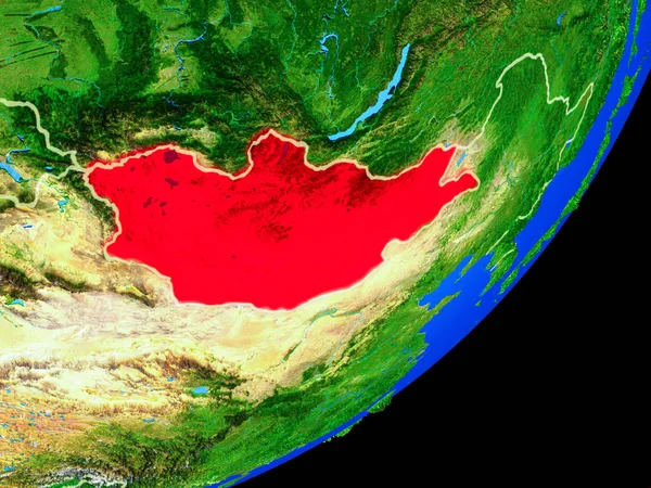 Mongólia Planeta Terra Com Fronteiras País Superfície Planeta Altamente Detalhada — Fotografia de Stock
