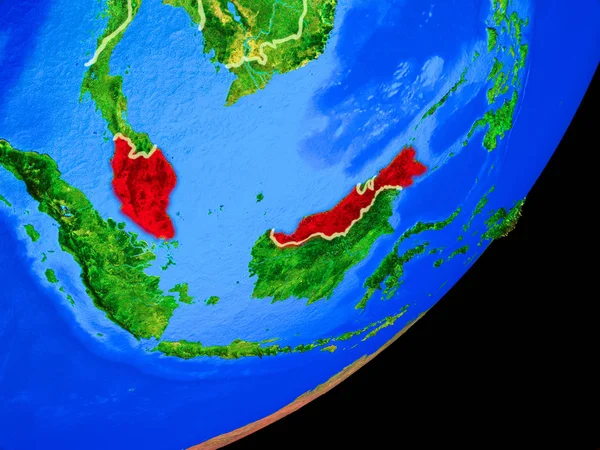 Maleisië Planeet Aarde Met Landsgrenzen Zeer Gedetailleerde Planeet Oppervlak Illustratie — Stockfoto