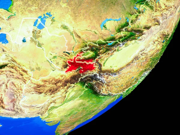 Tagikistan Sul Pianeta Terra Con Confini Nazionali Superficie Del Pianeta — Foto Stock