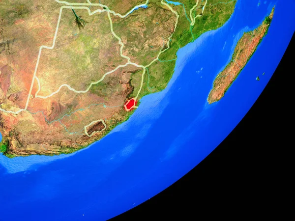 stock image eSwatini on planet Earth with country borders and highly detailed planet surface. 3D illustration. Elements of this image furnished by NASA.