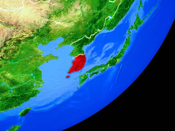 대한민국 테두리와 상세한 지구에 그림입니다 Nasa에서 하는이 이미지의 — 스톡 사진