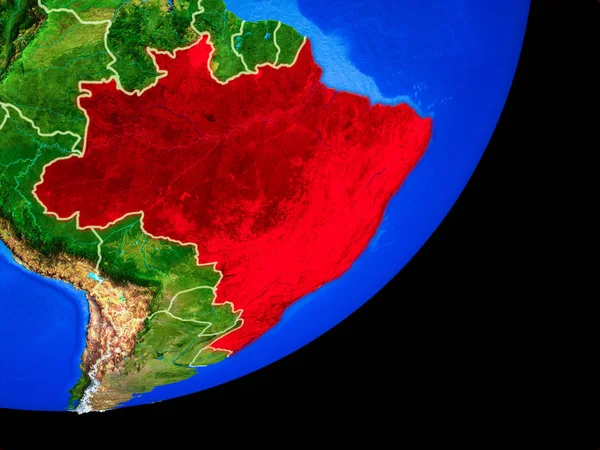 Brésil Sur Planète Terre Avec Les Frontières Pays Surface Planète — Photo