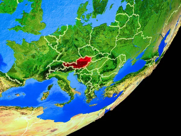 Áustria Planeta Terra Com Fronteiras País Superfície Planeta Altamente Detalhada — Fotografia de Stock