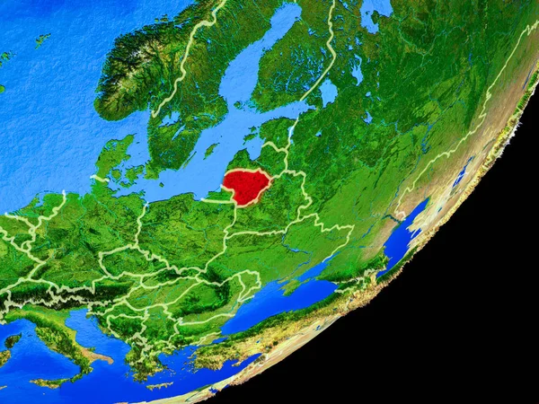 Litvanya Planet Earth Ülke Sınırları Son Derece Detaylı Gezegenin Yüzeyi — Stok fotoğraf