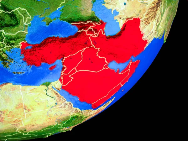 Asia Occidentale Sul Pianeta Terra Con Confini Nazionali Superficie Del — Foto Stock