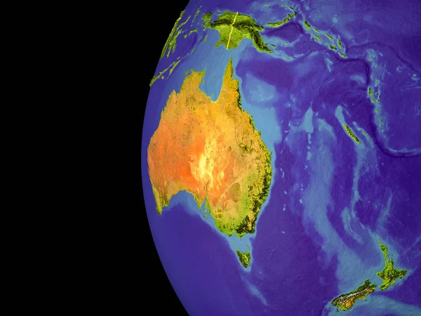 Satellietmening Van Australië Vanuit Ruimte Met Landsgrenzen Zeer Gedetailleerde Planeet — Stockfoto