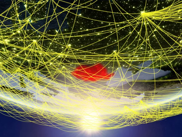 Румыния Модели Планеты Земля Восходе Солнца Сетью Представляющей Путешествия Связи — стоковое фото