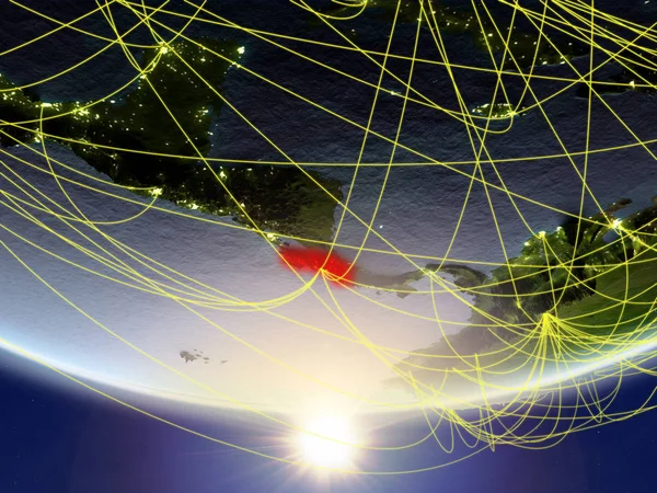 Коста Ріки Моделі Планети Земля Сході Сонця Мережею Представляють Подорожей — стокове фото