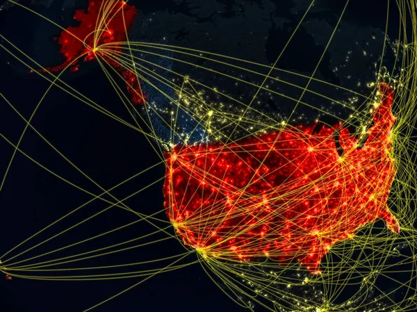 Usa Kosmosu Modelu Planety Ziemi Nocy Sieci Powierzchnię Planety Szczegółowe — Zdjęcie stockowe