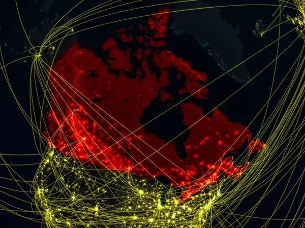 Canada Espace Sur Modèle Planète Terre Nuit Avec Des Réseaux — Photo