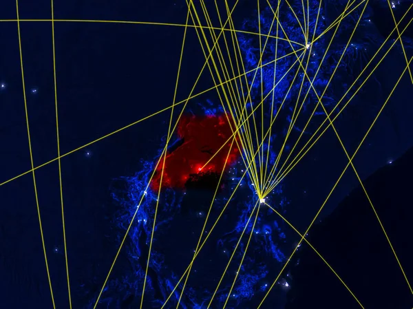 Уганда Космосу Моделі Планети Земля Вночі Мережами Детальний Планети Поверхні — стокове фото